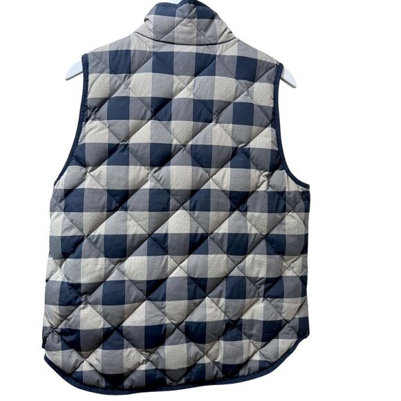 J. CREW Quilted Vest Size Large Navy Blue Preppy Buffalo Check Plaid Down Jacket - Picture 5 of 8